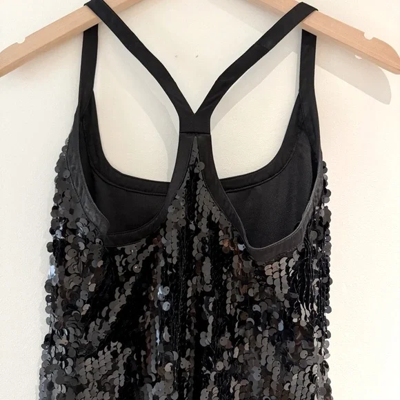 Auteur Black T-Bar Sequin Tank Dress Evening Glam with a Contemporary Twist - Picture 7 of 15